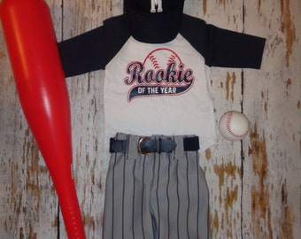 Baseball Cake smash outfit boy, SPECIFIC DATE MESSAGE 1st!, Navy Pinstripes, Baseball uniform, Baseball Pants, Rookie of the Year Birthday