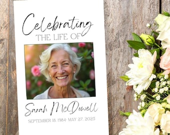 Minimalist Funeral Program Template Celebration of Life Program Editable Memorial Service Canva Photo Obituary Order of Service Foldable