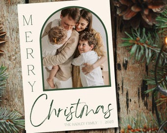 Modelo de cartão de Natal, cartão de Natal com foto, cartão de Natal elegante com foto para imprimir, cartão de Natal em família para imprimir, cartão de Natal vintage.