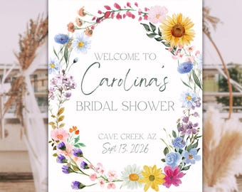 Wildflower Bridal Shower Welcome Sign Template Love in Bloom Bridal Shower Sign Spring Bridal Brunch Garden Party Floral Boho Wedding A1 A2