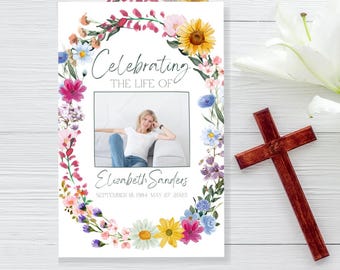 Wildflower Funeral Program Template: Celebration of Life (Digital Download)