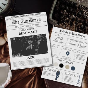 Groomsmen Proposal Card Trauzeuge Vorschlag Geschenk Will You Be My Groomsman Info Card Hochzeit Zeitung Groomsmen Card Suit Up Card Template A3