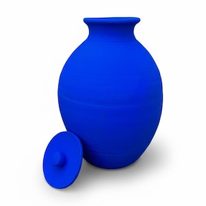 Vase Jarre Bleu Majorelle – Céramique Artisanale Marocaine Tamegroute – Grand Vase Déco Bohème Méditerranée