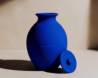 Jarrón Majorelle azul – Tamegroute de cerámica marroquí hecho a mano – Jarrón decorativo grande de estilo bohemio mediterráneo