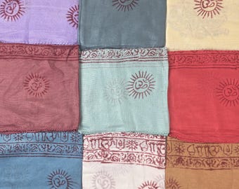 Sarong maxi Indian shrug pareo beach cover-up stole super light cotton Om mantra Hindu deity stole made in India 190 x 90 cm