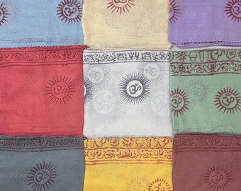 Sarong maxi pareo strandcover-up Indiase pashmina stola superlicht katoen Hindoegodheid gemaakt in India Om mantra 190 cm