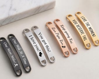 Personalized Stainless Steel Running Shoe Tags – Custom lace tips Tag, Inspirational Lace Charm, Marathon Gift, Shoe Name Plate Shoe Tag