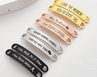 Personalized Running Shoe Tags – Stainless Steel Shoe Lace Charms | Inspirational Runner Gift | Marathon Gift | Shoe Name Plate Shoe Tag