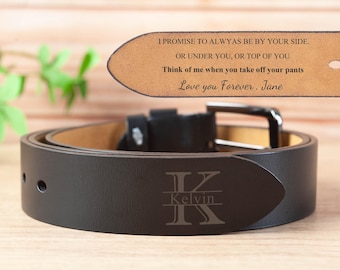 Cinturón de cuero personalizado para marido, regalo personalizado grabado para novio, cinturón personalizado para él, regalo divertido para marido