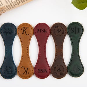 Personalized Leather Bookmark: Engraved Initials, Magnetic Closure