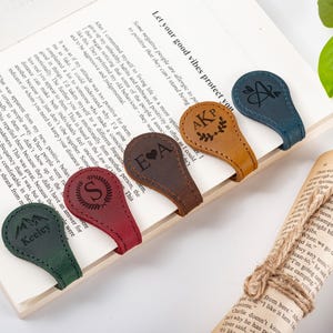 Personalized Leather Magnetic Bookmark: Engraved Reader Gift