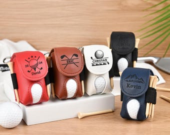 Personalized Leather Golf Ball Pouch: Custom Golf Gift