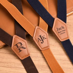 Personalized Leather Groomsman Suspenders: Multi-Color Men&#39;s Braces