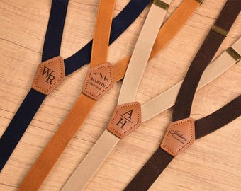 Personalized Leather Groomsman Suspenders: Rustic Wedding Braces