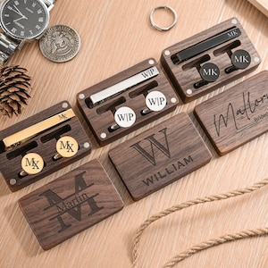 Personalized Cufflinks Set, Engraved Cufflinks Tie Clip Box, Groomsmen Gifts, Bachelor Party, Best Man Gift, Custom Tie Clip for Wedding