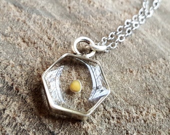 Mustard Seed Necklace - Religious Faith Silver Hexagon Necklace - Christian Gift - Graduation Gift - Teacher Gift - Bridesmaids Necklace