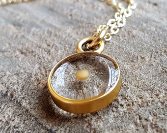 Mustard Seed Necklace - Religious Faith Gold Circle Necklace - Bridesmaids Gift - Baptism Gift - Communion Gift - Graduation Gift
