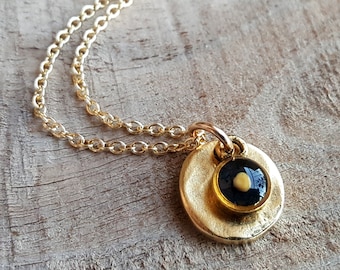 Gold Mustard Seed Disc Necklace - Christian Faith Necklace - Gold and Black Mustard Seed Necklace - Baptism Gift - Confirmation Gift