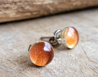 Birch Bark Stud Earrings - Nature Jewelry - Real Birch Bark Jewelry - Woodland Earrings - Amber Brown Wood