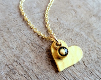 Gold Mustard Seed Charm and Heart Necklace - Christian Faith Necklace - Gold Heart with Mustard Seed Necklace - Baptism Gift