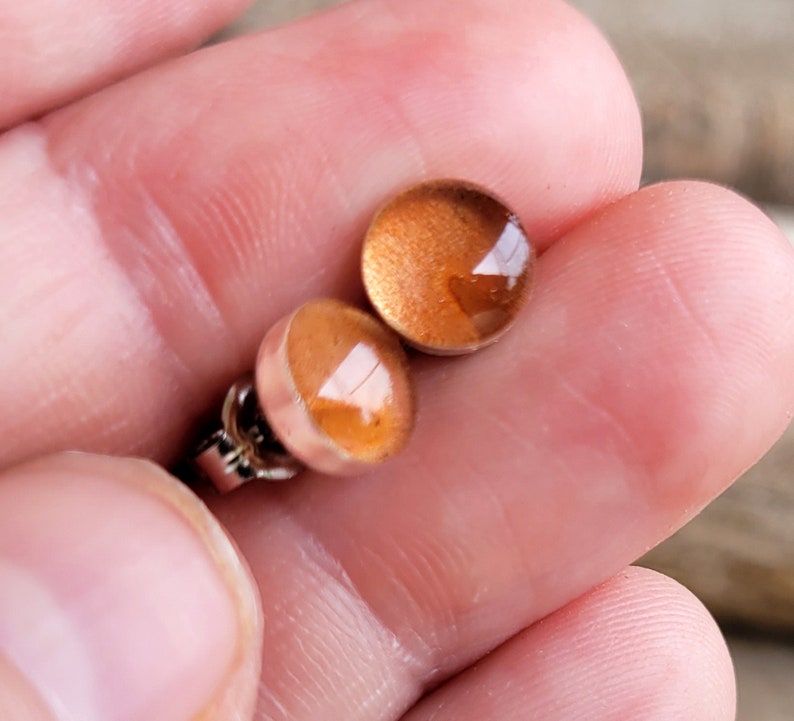 Birch Bark Stud Earrings Nature Jewelry Real Birch Bark Jewelry Woodland Earrings Amber Brown Wood image 3