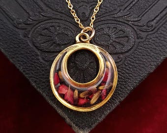 Real Red Rose Petal and Lavender Bud Necklace
