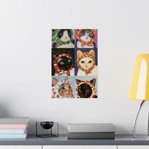 Póster de gato caprichoso, adorable decoración de pared de gatito, decoración de oficina, regalo para amantes de los gatos, impresión artística de animales adorables, regalo para amantes de los gatos