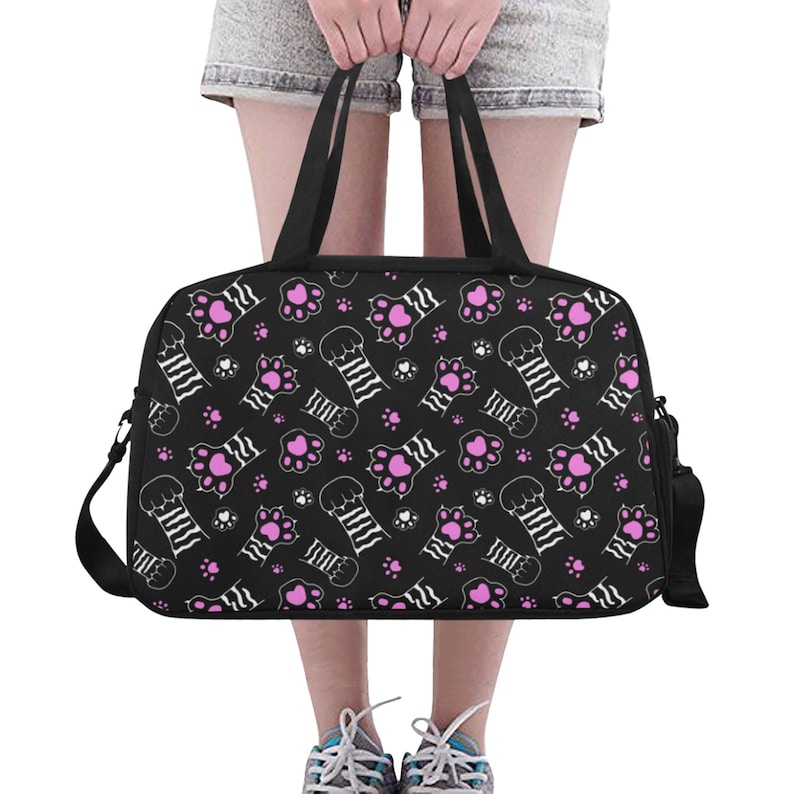Cat Paw Print Travel Weekend Overnight Gym Bag