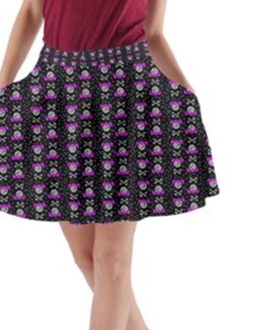 Image of Rockabilly Skulls Pocket A Line Skirt