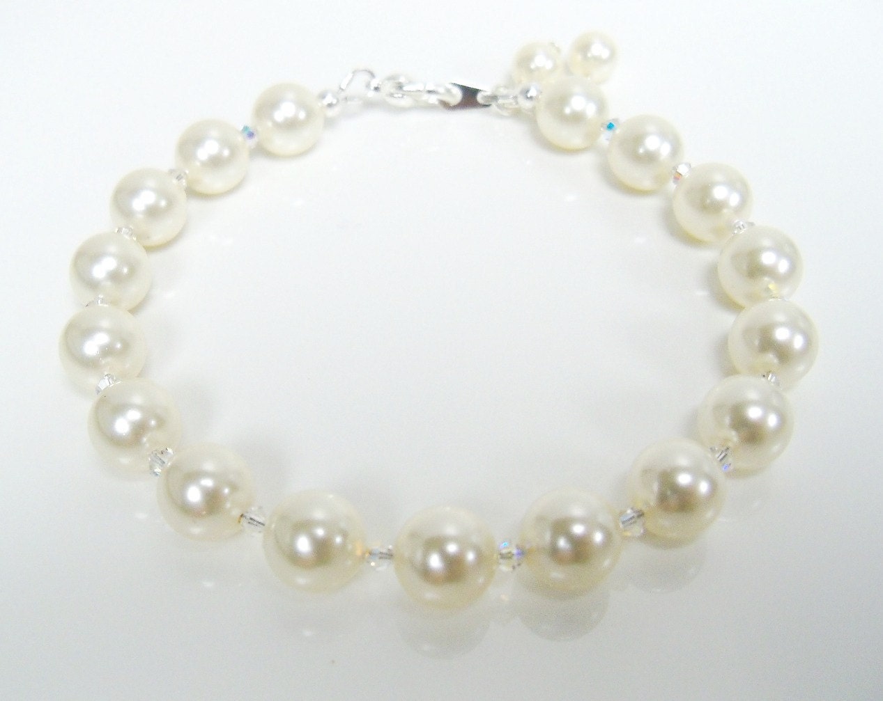 Swarovski Crystal and White Swarovski Crystal Pearl Bracelet - Etsy