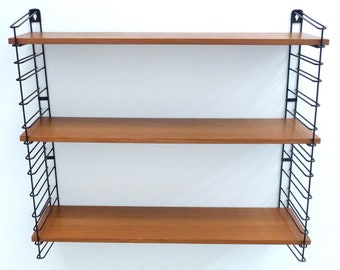 Sistema di scaffali Tomado in legno, stile String, libreria, 60tees, teak