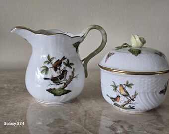 HEREND Rothschild Bird Collection (RO) -- Creamer & Sugar Bowl Set