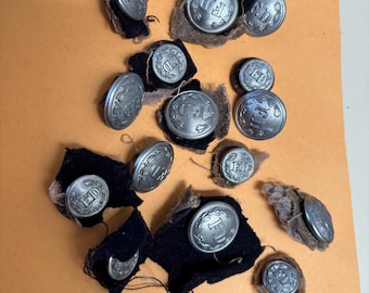 Antique fire department buttons, metal set, BUNDLE SALE