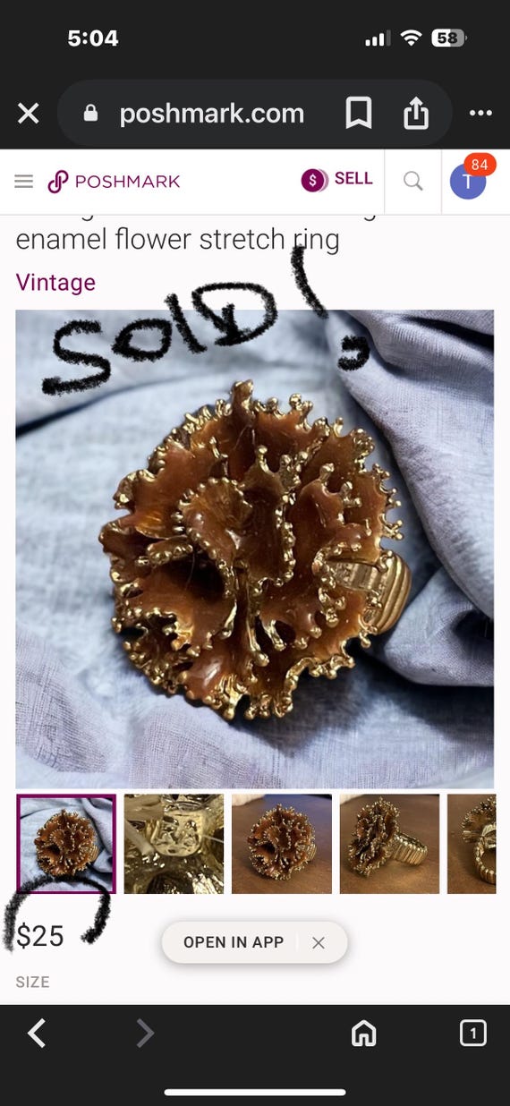 Vintage Robert Allison statement stretch ring, HU… - image 10