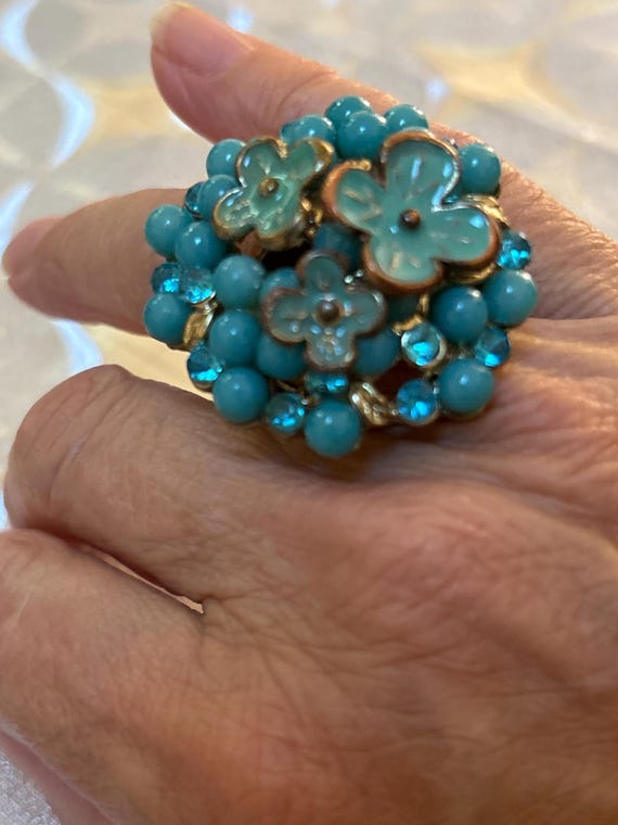 Vintage Robert Allison statement stretch ring, HU… - image 8