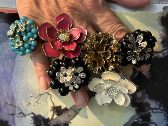 Vintage Robert Allison statement stretch ring, HU… - image 17