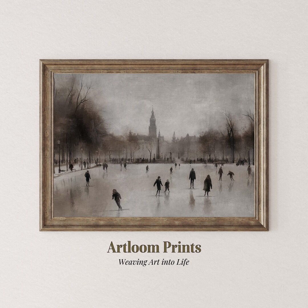 Winter Skating Rink Painting: Rustic Christmas Art (digital Download ...