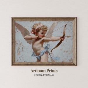 Vintage Cupid Art Print: Romantic Angel with Bow (Digital Download)