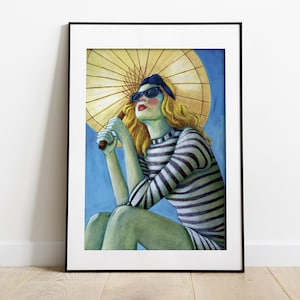 canvas wall art, canvas print, girl umbrella illustration