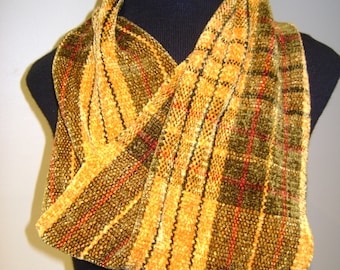 Handwoven Infinity Scarf-orange, green and red