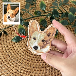 Custom Dog Portrait Embroidery Patch, Personalized Pet Photo Patches, Sew On, Iron On, Velcro Photo Patch, Pet Lover Gift, Cat Embroidery
