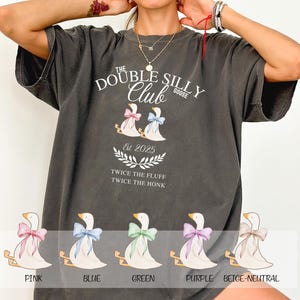 Twin Silly Goose Comfort Colors Tshirt | Custom EST Twin Mom Club | New Mom Gift | Gender Reveal Pregnant | Pregnancy Announcement Tee