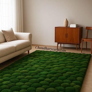 Mossy Green Rug – Textured Forest Inspired Rug, Moss Green Pattern Area Rug For Living Room Or Bedroom Hallway Soft Earthy Green Floor Decor