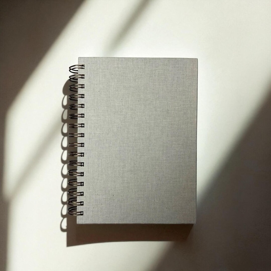 Biege Notebook Beige Linen Spiral Notebook With Personalized Gold Foil Name – Custom ...