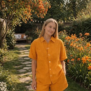 Bridesmaid Pajama Set: 100% Organic Cotton Pjs, Double Gauze Muslin T-Shirt with Shorts, Bridal Party Pajamas