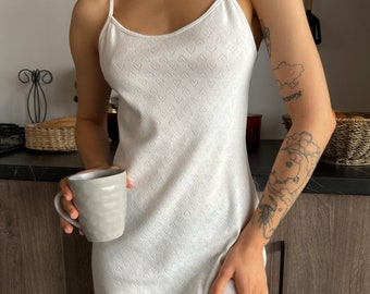 Women Cotton Nightgown Soft Slip Mini Dress with Heart Pattern Cozy Sleepwear Relax Nightdress Gift for Her Cute Sleep Dress