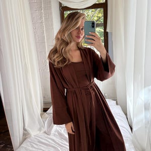 chocolate brown dressing gown Threadbare long fluffy robe in chocolate brown