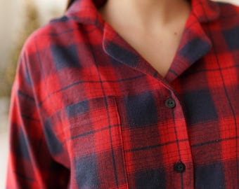 Kinder Pyjama Set Kariert - Baumwolle Schlafanzug Für Jungen & Mädchen