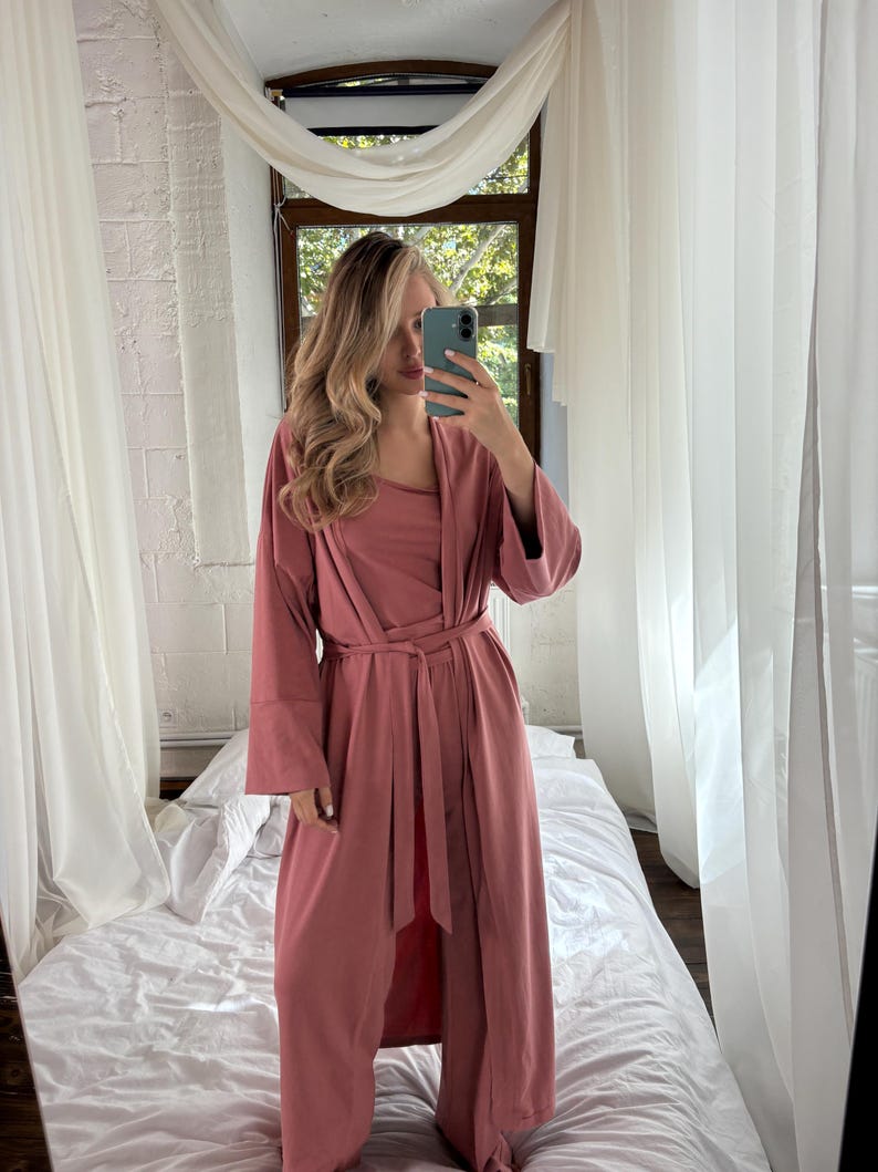 Threadbare Robes Women Long Cotton Bathrobe: Organic Dressing Gown, Maxi Cotton Robe ...