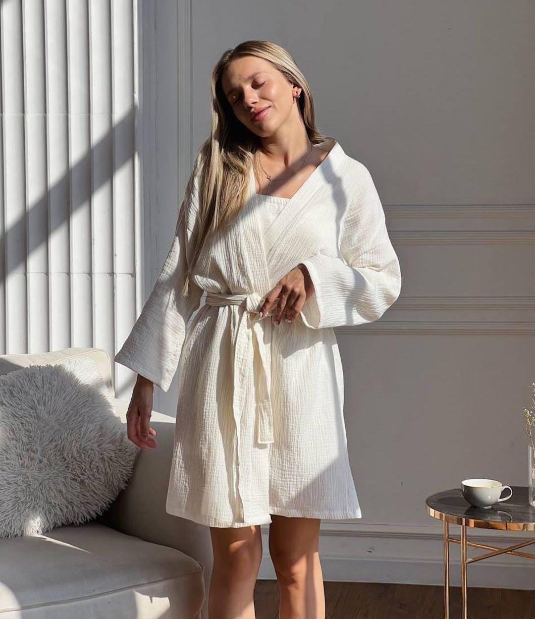 Organic Cotton Mini Length Robe Bridesmaid Party Robes Women Loungewear ...